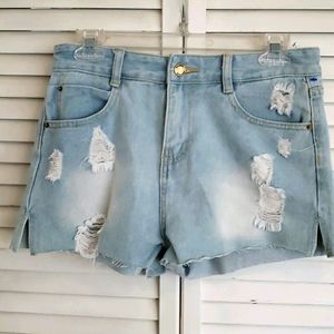 SHEIN Jean Cutoffs w/Distressing, Size Small